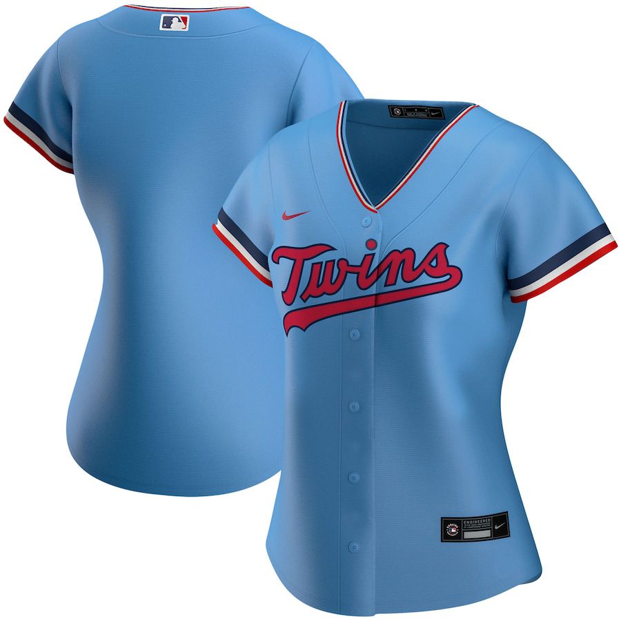 Cheap Womens Minnesota Twins Nike Light Blue Alternate Replica Team MLB Jerseys